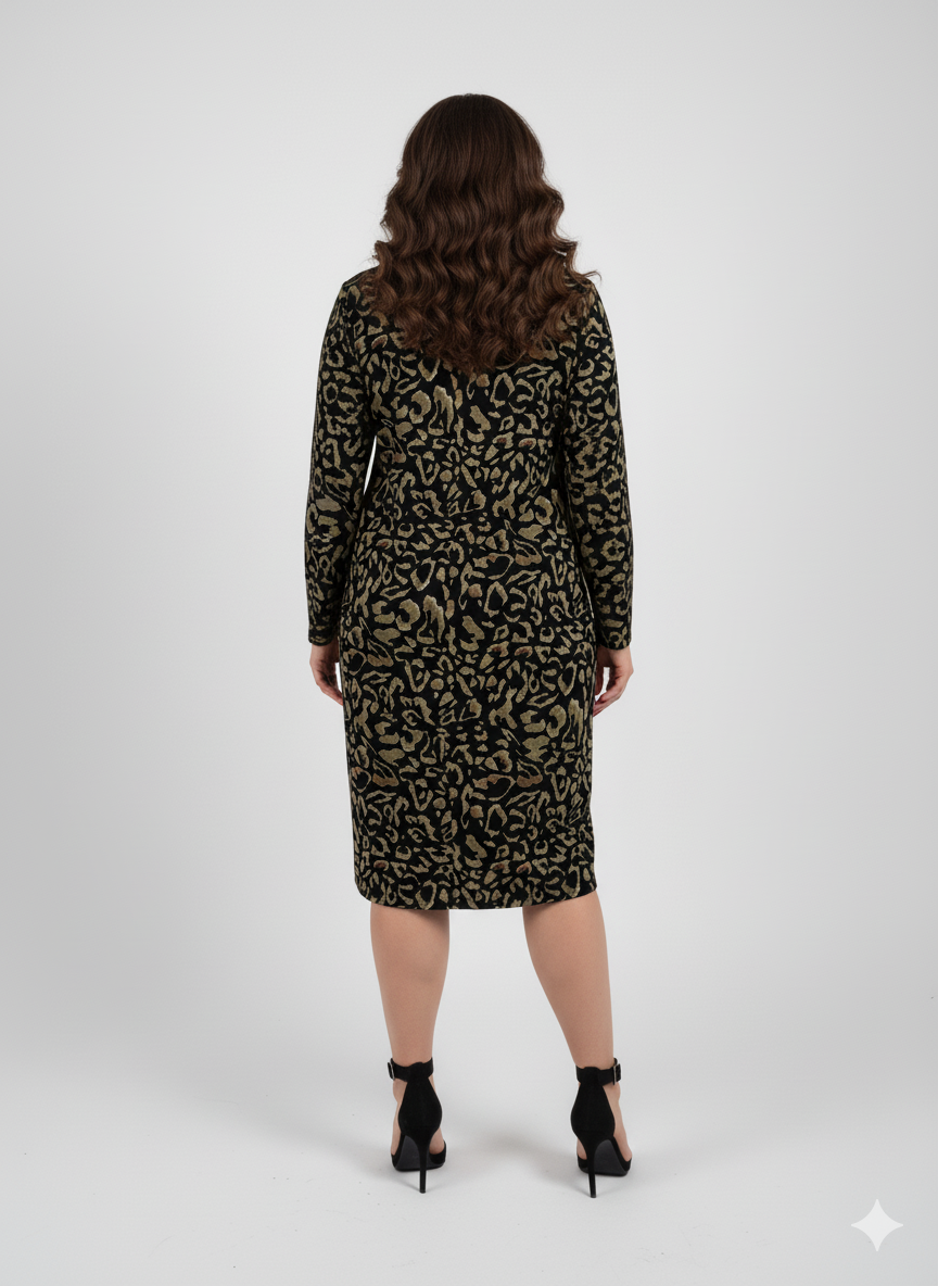 Μίντι φόρεμα με animal print - Image 4