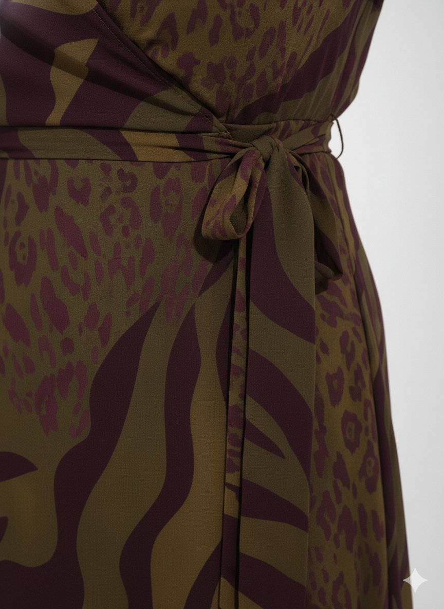 Μidi κρουαζέ φόρεμα με animal print - Image 3