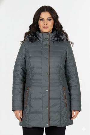 Μπουφάν καπιτονέ με γούνα στην κουκούλα