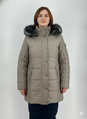 Alternative view of Μπουφάν καπιτονέ με κουκούλα και γούνα