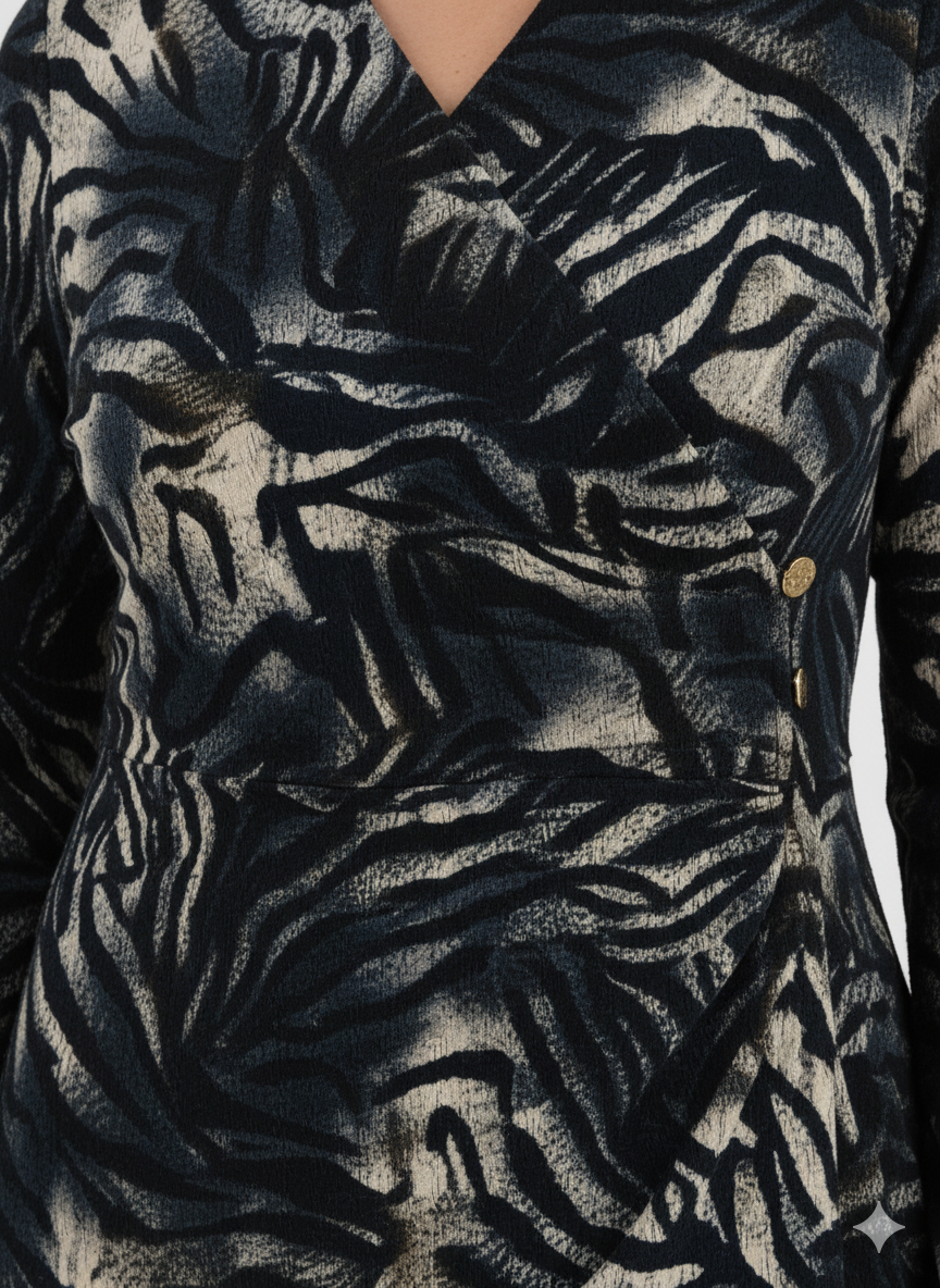 Μίντι φόρεμα κρουαζέ με animal print - Image 4