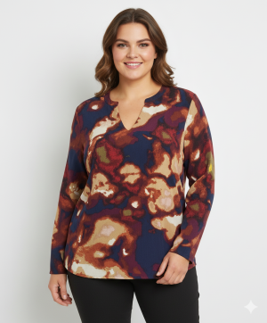 Εμπριμέ μπλούζα plus size