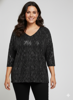 Alternative view of Μπλούζα μεταλιζέ 3/4 Plus size