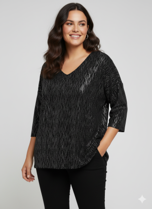 Μπλούζα μεταλιζέ 3/4 Plus size