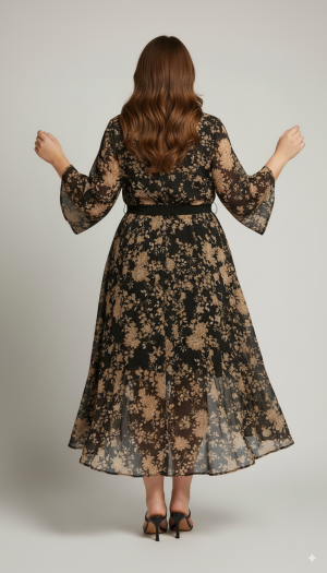 Alternative view of Ασύμμετρο φλοράλ φόρεμα