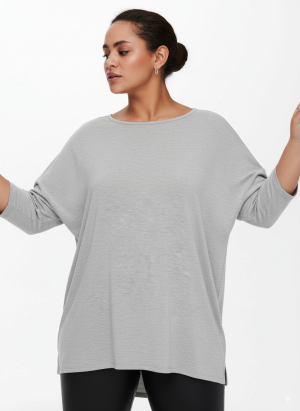 Alternative view of Μονόχρωμη μπλούζα basic με μανίκι 3/4 Plus size