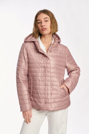 Alternative view of Ανάλαφρο καπιτονέ jacket με κουκούλα και διακοσμητικές πέρλες στις τσέπες