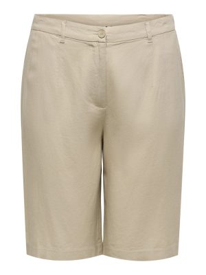 Βερμούδα ψηλόμεση υφασμάτινη με τσέπες plus size