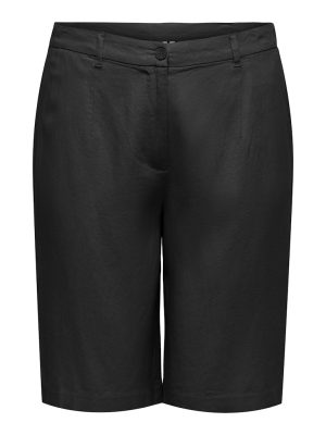 Βερμούδα ψηλόμεση υφασμάτινη με τσέπες plus size