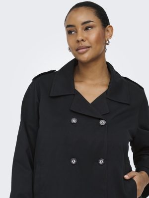 Alternative view of Καμπαρντίνα κοντή σταυρωτή με κουμπιά Plus size