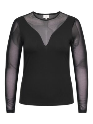 Μπλούζα με διαφάνεια και V λεπτομέρεια Plus size