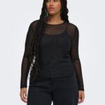CAROPUS L/S MESH GLITTER TOP JRS