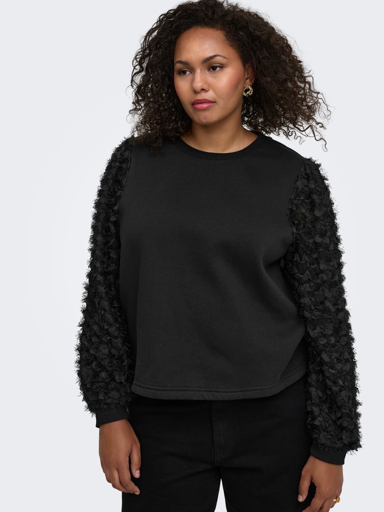 Φούτερ με ανάγλυφα μανίκια Plus size