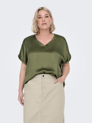 Alternative view of Μπλούζα σατέν κοντομάνικη