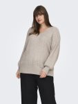 Μπλούζα πλεκτή με V και λάμψη plus size