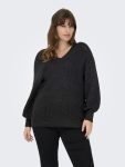 Μπλούζα πλεκτή με V και λάμψη plus size