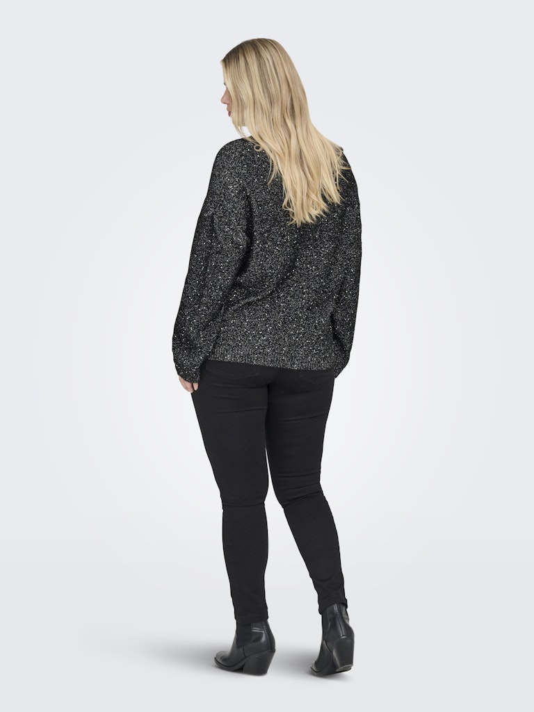 Μπλούζα πλεκτή με V-λαιμόκοψη και glitter plus size - Image 5