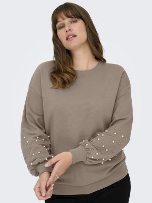 Alternative view of Φούτερ με πέρλες στα μανίκια plus size