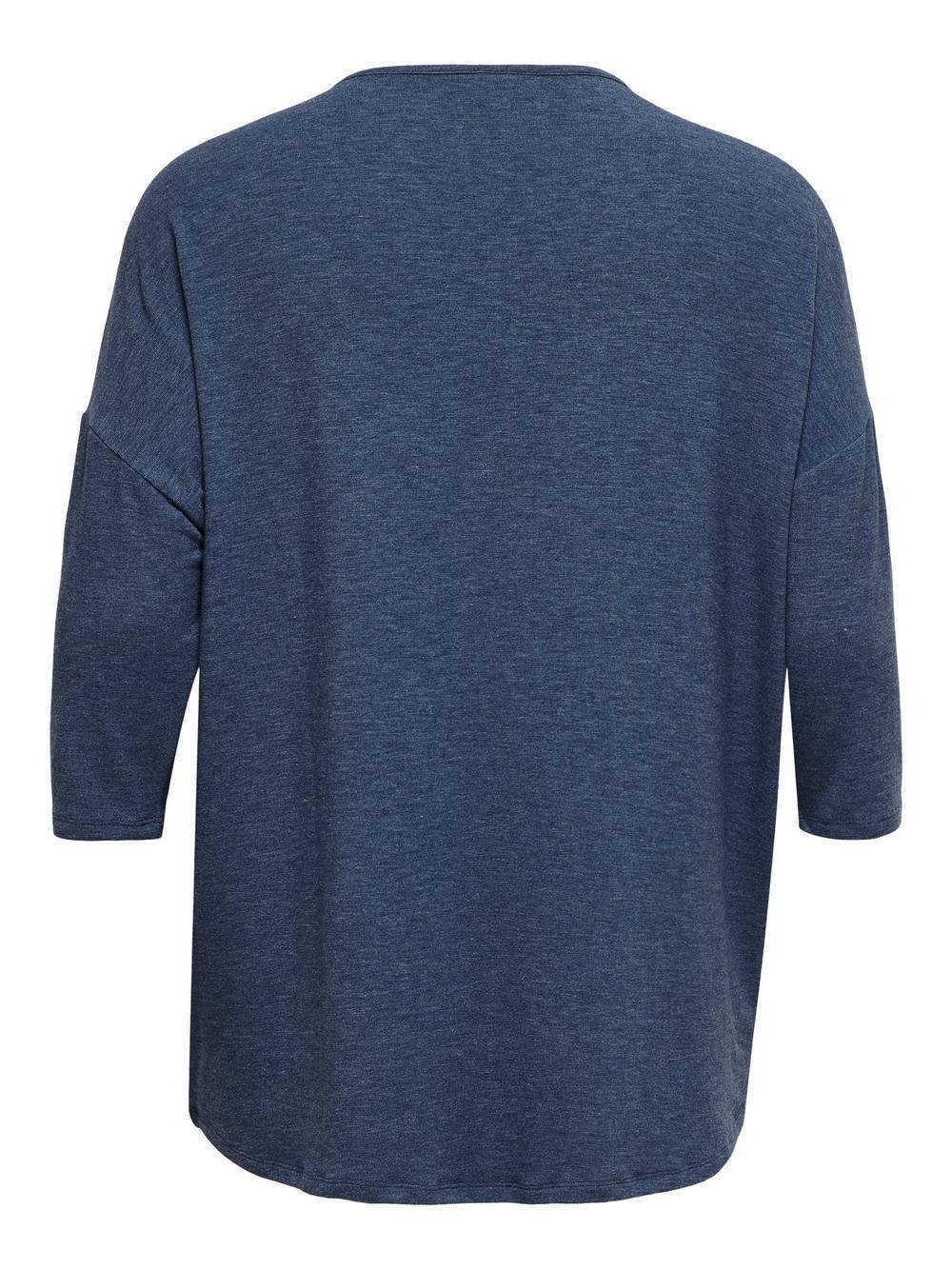Μονόχρωμη μπλούζα με μανίκι 3/4 Plus size - Image 7