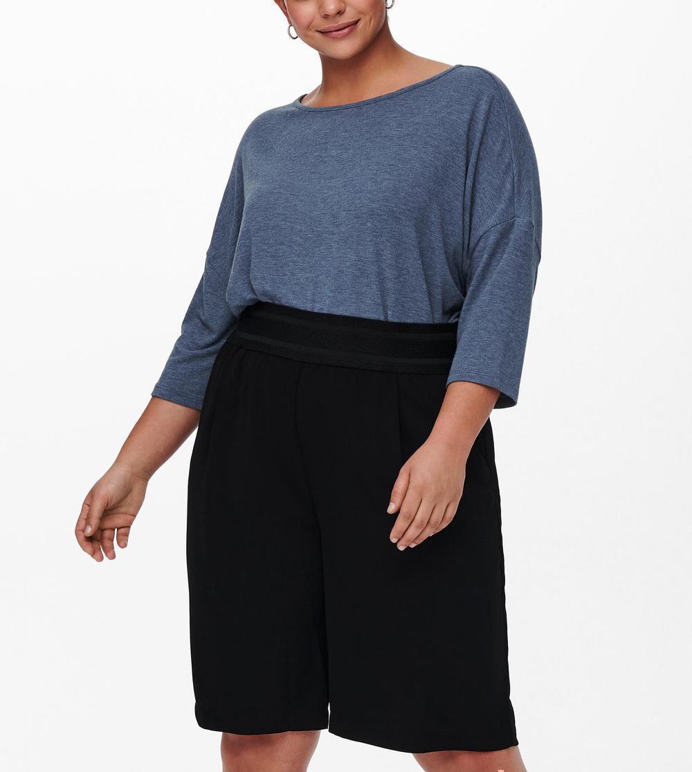 Μονόχρωμη μπλούζα με μανίκι 3/4 Plus size
