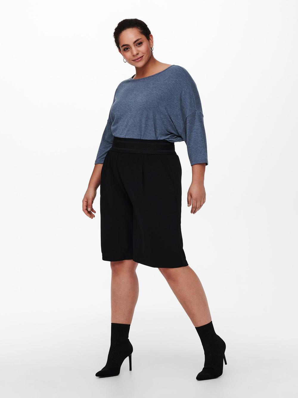 Μονόχρωμη μπλούζα με μανίκι 3/4 Plus size - Image 2