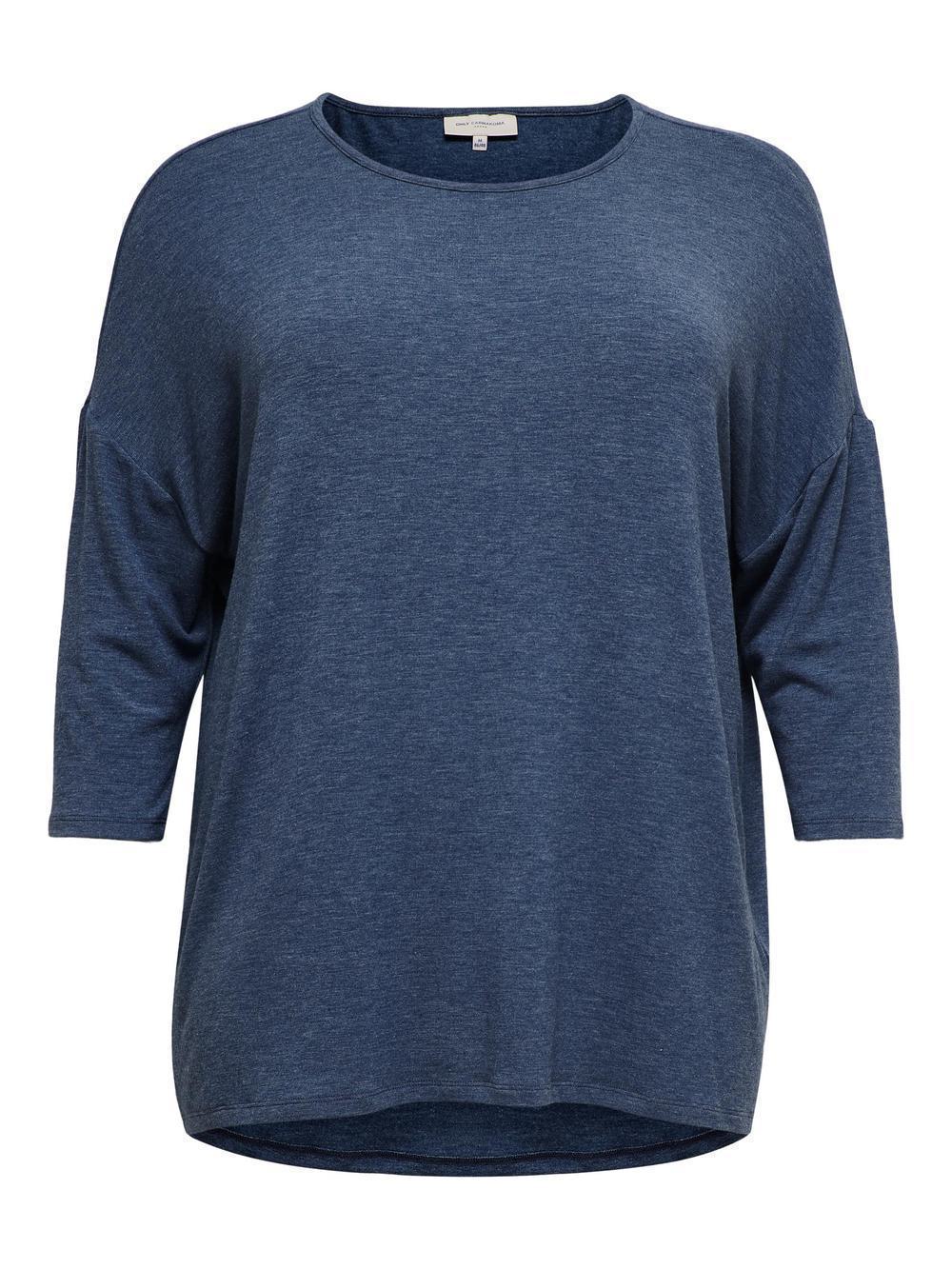 Μονόχρωμη μπλούζα με μανίκι 3/4 Plus size - Image 6