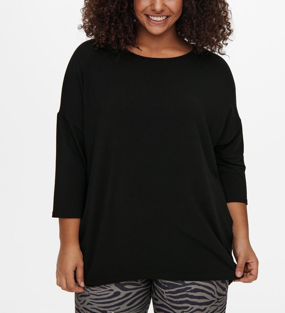 Μονόχρωμη μπλούζα με μανίκι 3/4 Plus size