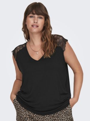 Μπλούζα κοντομάνικη με δαντέλα