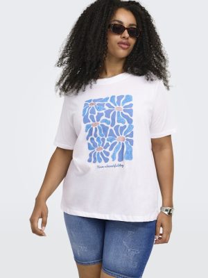 Alternative view of Μπλούζα κοντομάνικη με φλοράλ στάμπα plus size