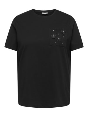 Tshirt γυναικείο με κοντό μανίκι και διακοσμητική τσέπη plus size