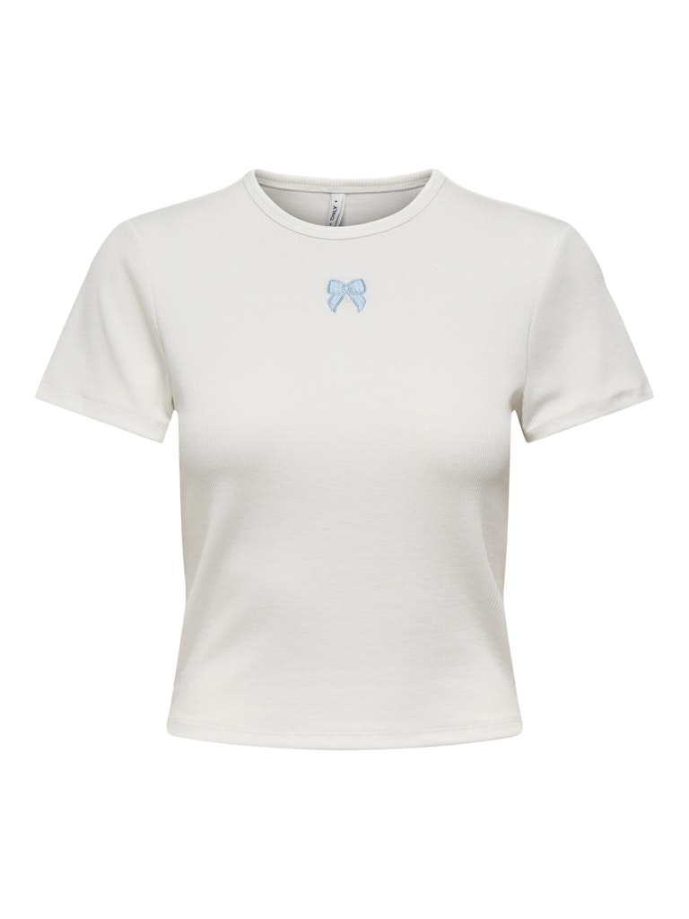 T-shirt rib crop με κέντημα