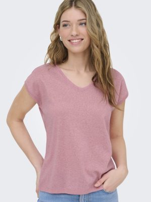 Μπλούζα κοντομάνικη από ύφασμα με λάμψη