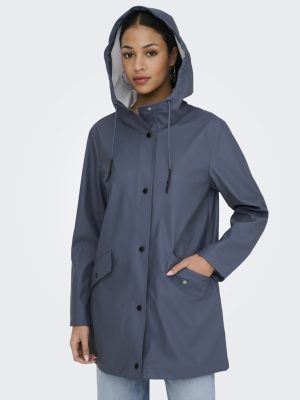 Αδιάβροχο μπουφάν με κουκούλα και τσέπες