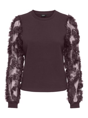 Μπλούζα πλεκτή με διάφανα μανίκια