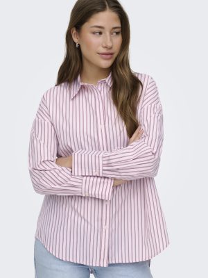 Alternative view of Πουκάμισο ριγέ μακρυμάνικο με ασύμμετρο τελείωμα