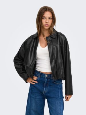 ONLMOON NELI L/S FAUX LEATHER BOMBER PNT