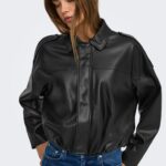 ONLMOON NELI L/S FAUX LEATHER BOMBER PNT
