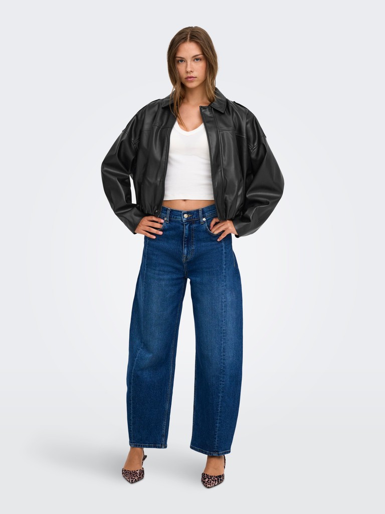 ONLMOON NELI L/S FAUX LEATHER BOMBER PNT