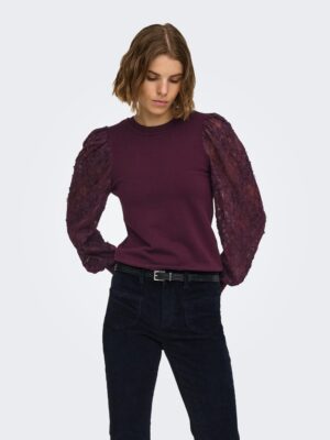 ONLGLOW LS WOVEN MIX O NECK KNT