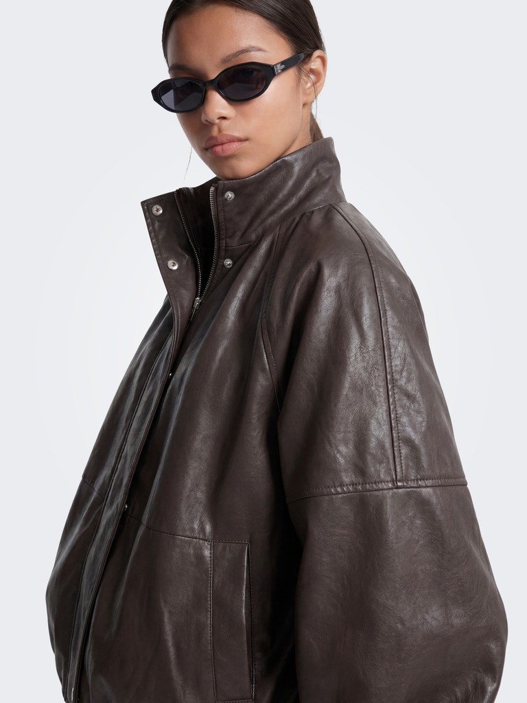 ONLINA FAUX LEATHER BALLOON JACKET OTW
