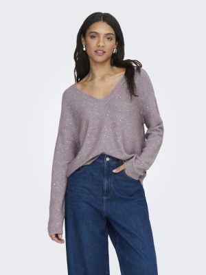 Πουλόβερ με V-λαιμόκοψη και διακριτική λάμψη