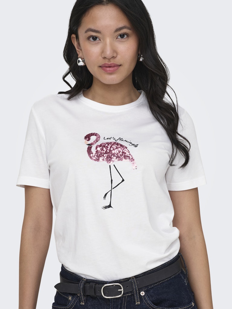 Tshirt με στάμπα flamingo και παγιέτες