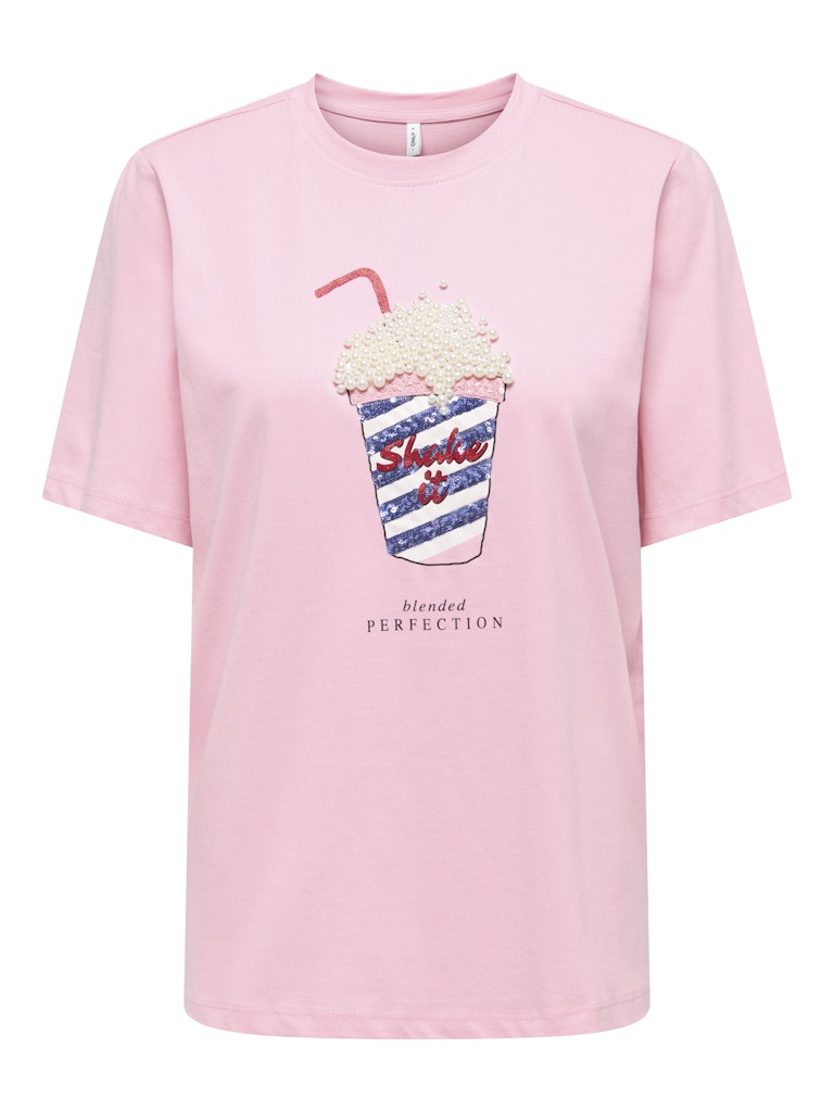 T-shirt στάμπα με πέρλες