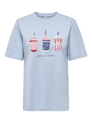 T-shirt στάμπα με πέρλες