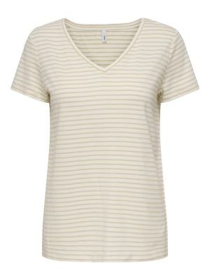 Μπλούζα ριγέ κοντομάνικη με v λαιμόκοψη