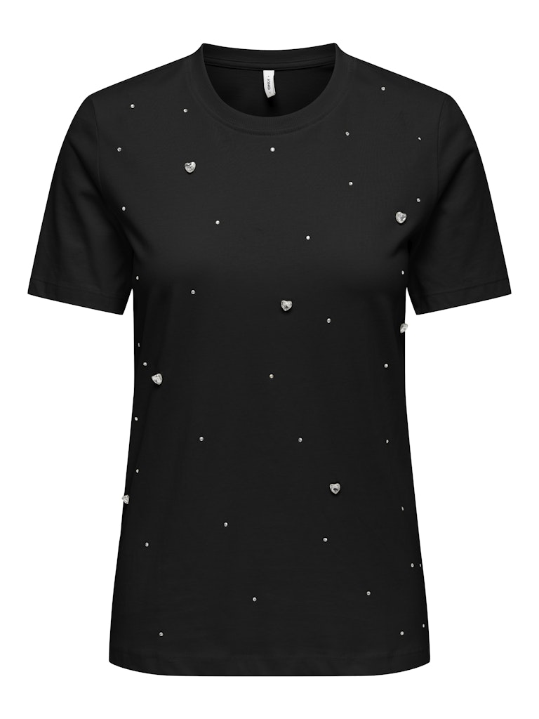 Tshirt με strass και λεπτομέρειες καρδιές casual chic