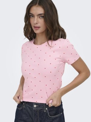 Alternative view of Μπλούζα κοντομάνικη με κόκκινες καρδιές