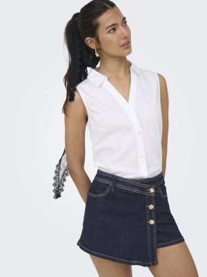 Alternative view of Φούστα τζιν ασύμμετρη με χρυσά κουμπιά