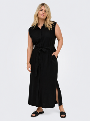 Alternative view of Μάξι αμάνικο φόρεμα με ζώνη στη μέση plus size