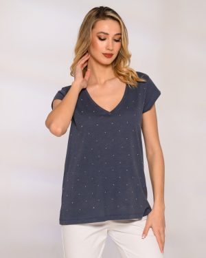 Alternative view of Μπλούζα κοντομάνικη VE με μεταλλάκια